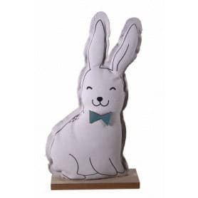 Lapin en tissu socle bois - Grossiste fleuriste décoration tendance