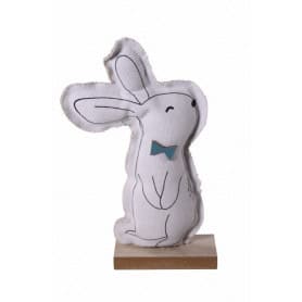 Lapin en tissu socle bois - Grossiste fleuriste décoration tendance