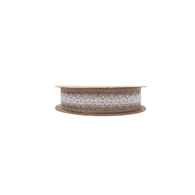 Ruban jute et dentelle Sophy - blanc - grossiste ruban fleuriste