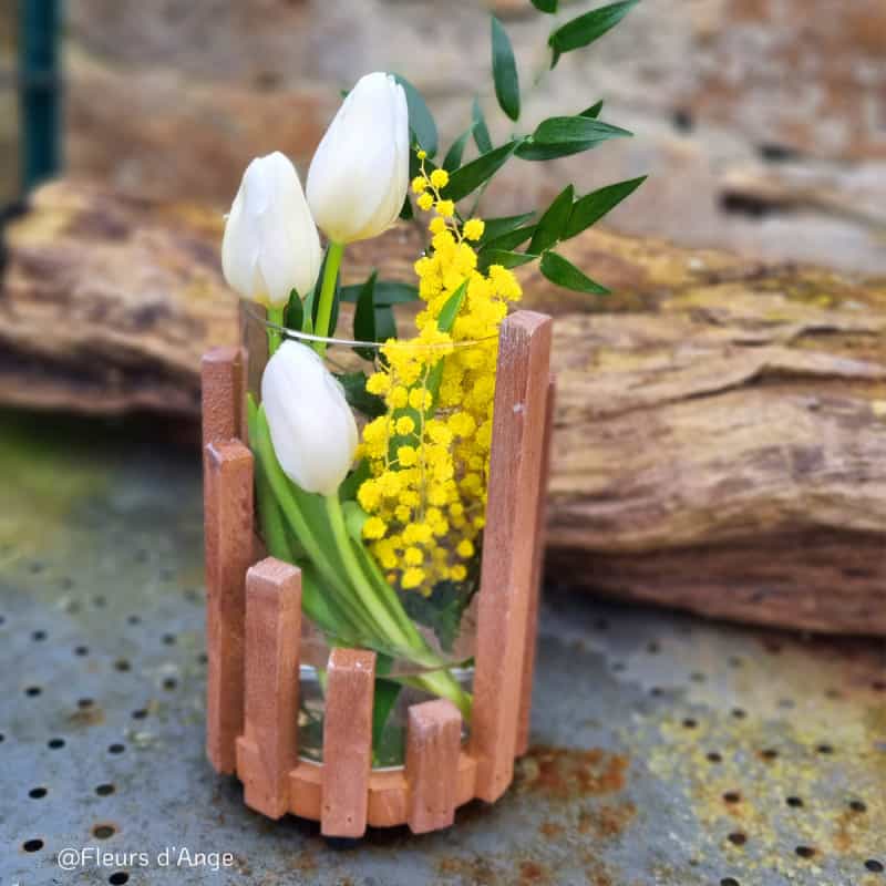 Photophore en verre support en bois - Grossiste fleuriste déco design