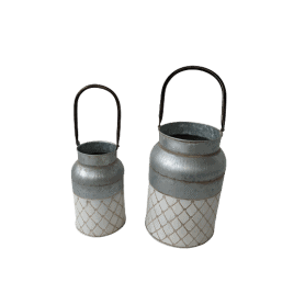 Lot de 2 pots à lait en Zinc - Grossiste zinc fleuriste