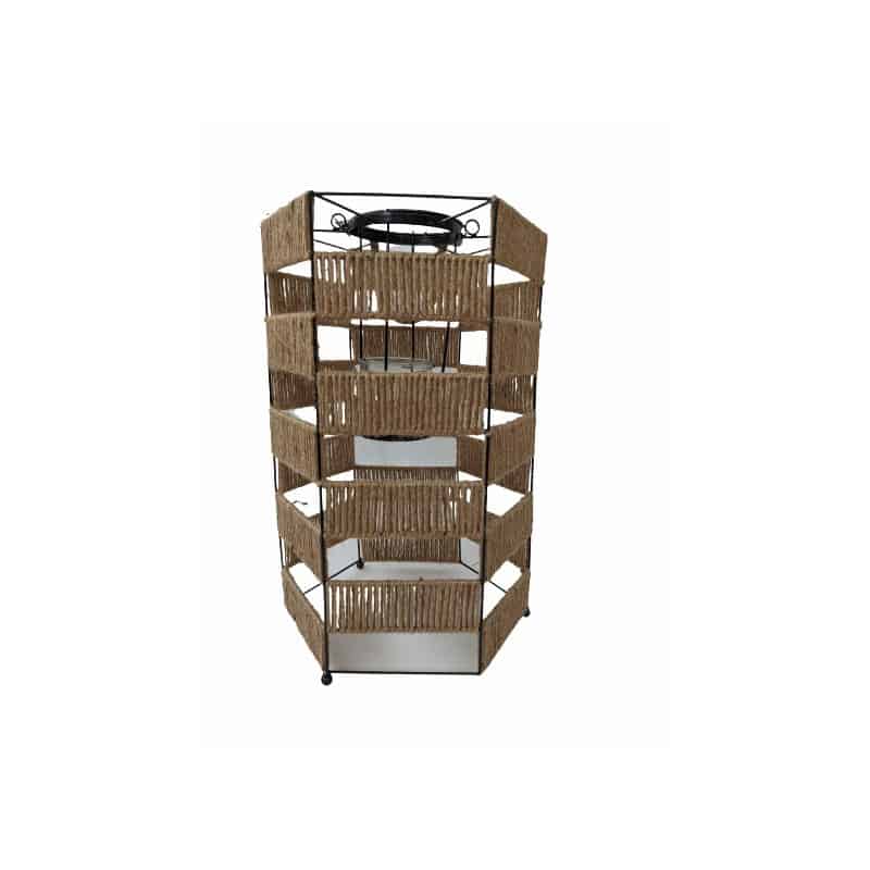 Lanterne hexagonale métal et corde - Grossiste fleuriste déco tendance