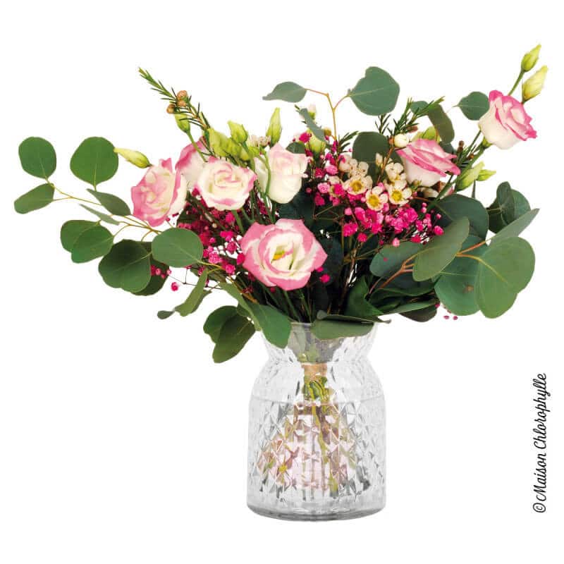 Vase en verre transparent - Grossiste fleuriste fleurs séchées déco