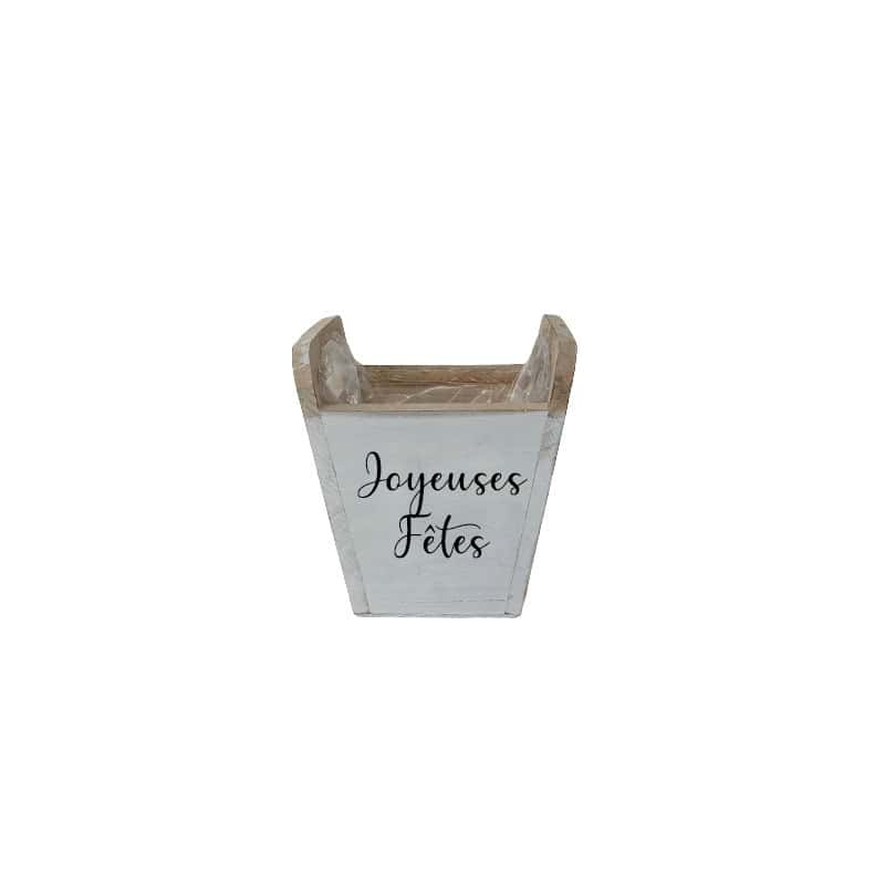 Cache-pot en bois Joyeuses Fêtes - Grossiste fleuriste décoration Noel