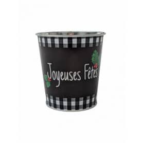 Cache-pot zinc Joyeuses fêtes - Grossiste décoration vitrine de Noel