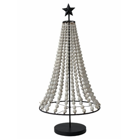 Sapin en métal perles en bois - Grossiste fleuriste décoration de Noel