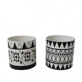 Cache-pot cylindre motif géo - Grossiste déco vitrine Noel tendance