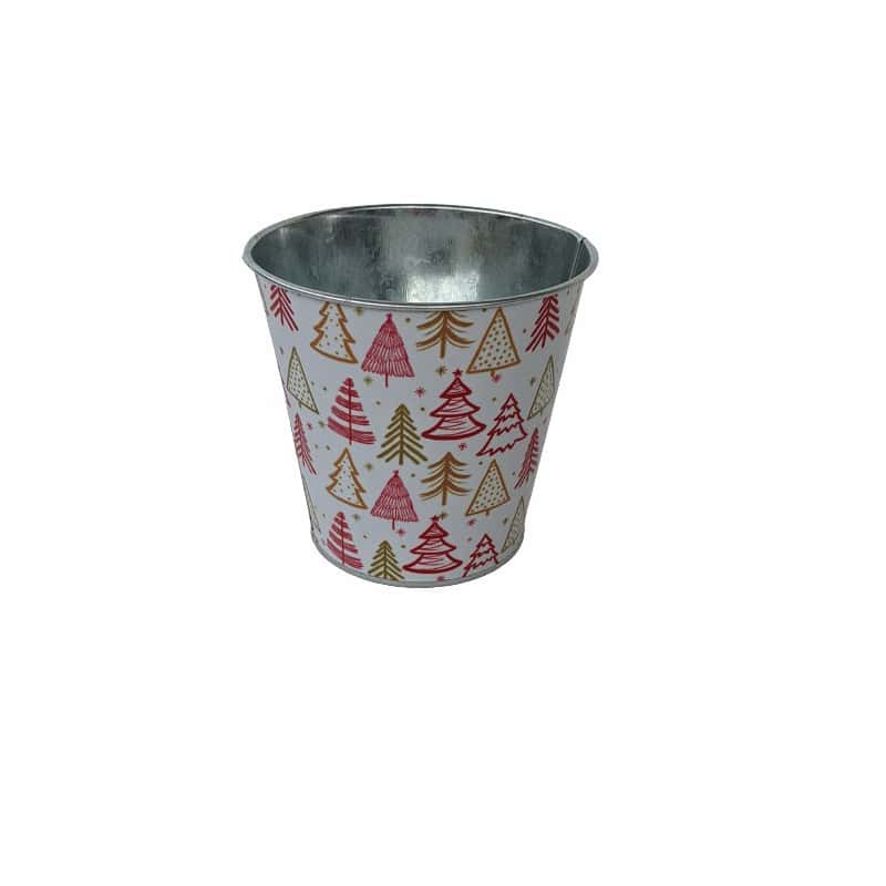 Cache-pot rond zinc - Grossiste fleuriste déco tendance vitrine Noel