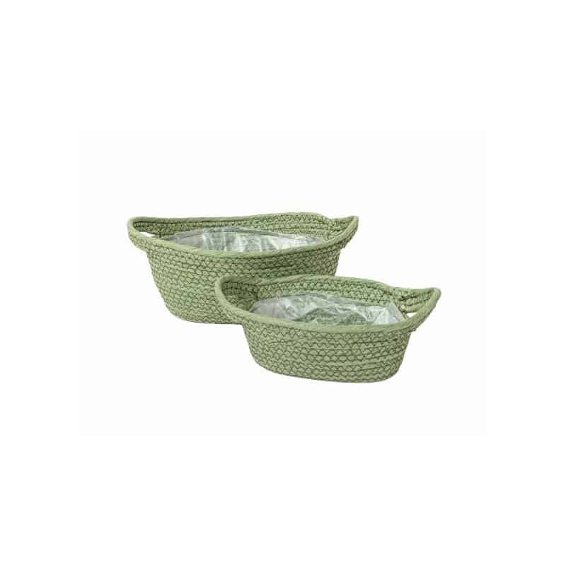 Set de 2 coupes ovales en corde - Grossiste fleuriste décoration Noel