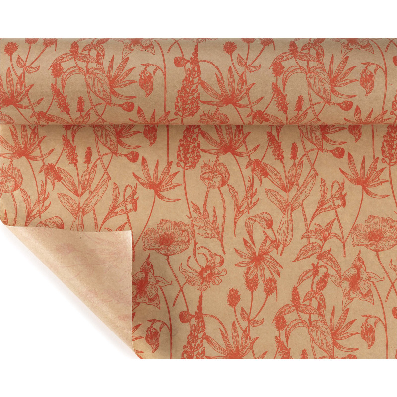 Papier kraft imprimé Wild flower - 5 couleurs