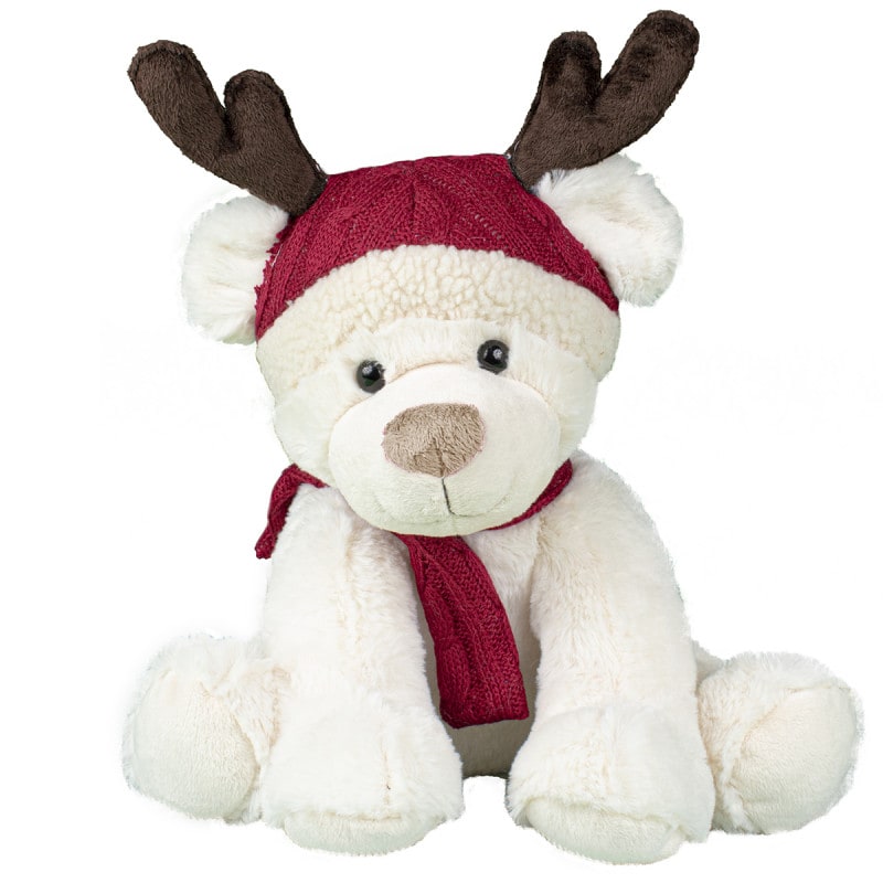 Rennes écru écharpe rouge pattes longues - 70CM - grossiste noel Rennes écru écharpe rouge pattes longues - 70CM - grossiste noel