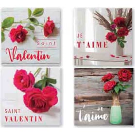 Étiquettes adhésives St Valentin - Grossiste fleuriste déco love amour
