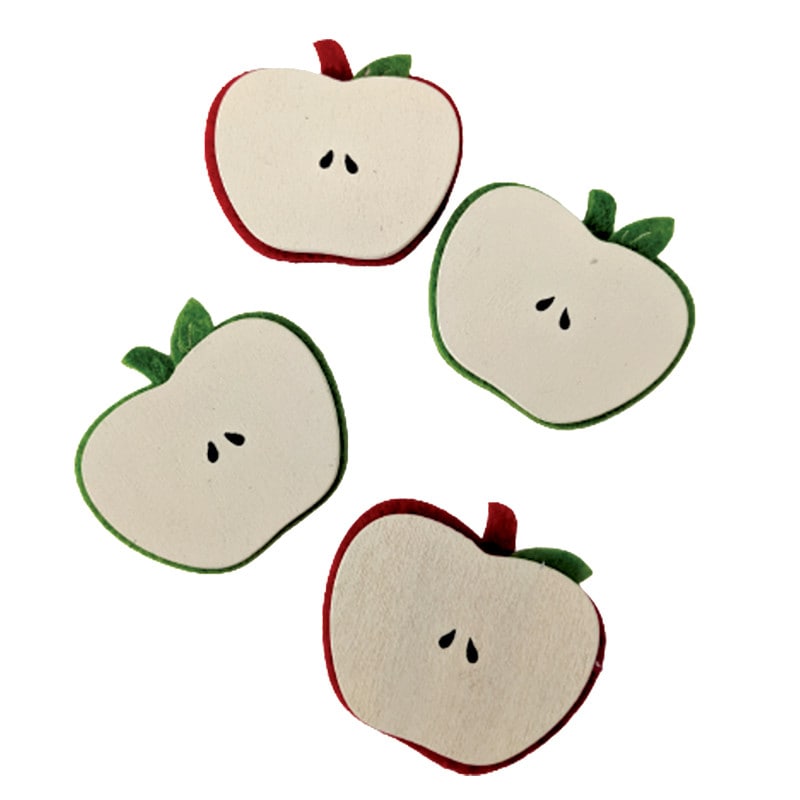 Boîte de 12 tranches de pomme en feutrine rigide - Composition florale Boîte de 12 tranches de pomme en feutrine rigide - Composition florale