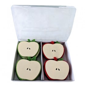 Boîte de 12 tranches de pomme en feutrine rigide - Composition florale