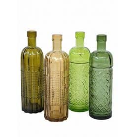Soliflore bouteille en verre 4 coloris assortis
