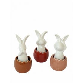Lapin en céramique dans oeuf - Grossiste décoration tendance Paques