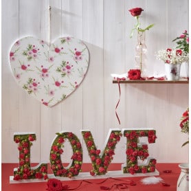 Lettres LOVE en métal base bois - Grossiste fleuriste St Valentin