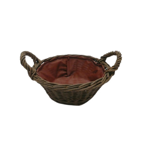 Coupe ronde à anses osier maron foncé