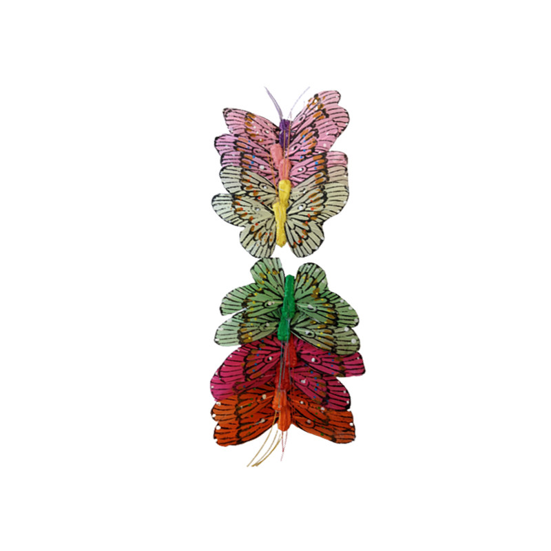 Papillons multicolores sur pic Hama - Boite de 12 - grossiste fleuriste