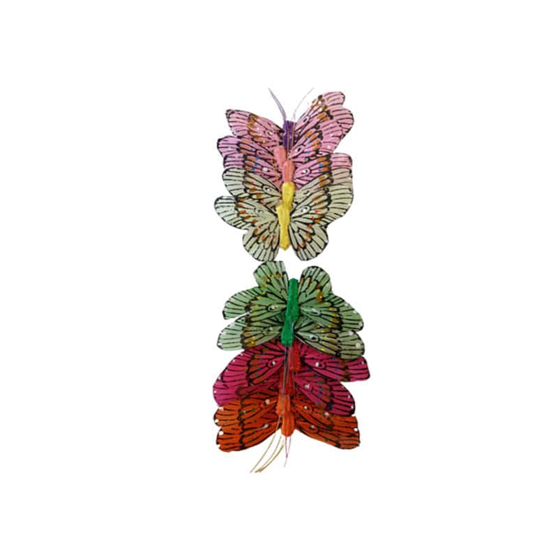 Papillons multicolores sur pic Hama - Boite de 12 - grossiste fleuriste Papillons multicolores sur pic Hama - Boite de 12 - grossiste fleuriste