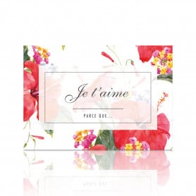 Carte amour message et motifs fleuris grossiste