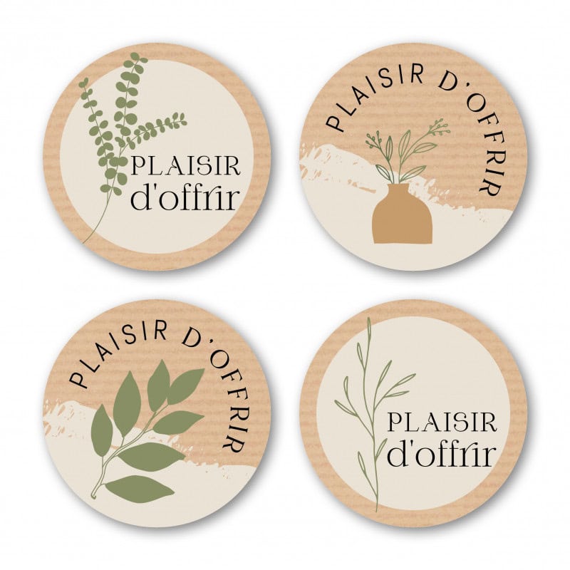 Etiquettes rondes motifs et message fleuriste