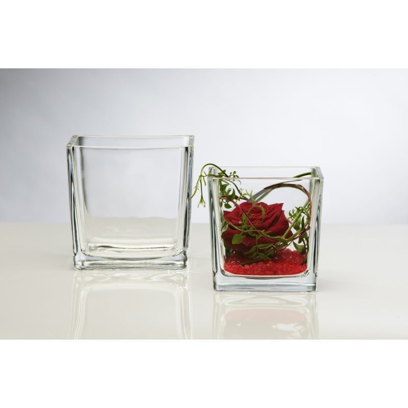 Vase cube en verre pour composition florale  - matériel fleuriste      