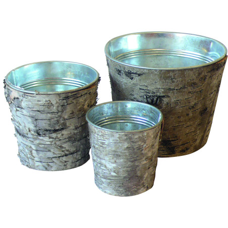 Pot rond  écorce et zinc