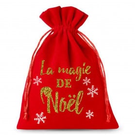 Sac tissu messages noël...