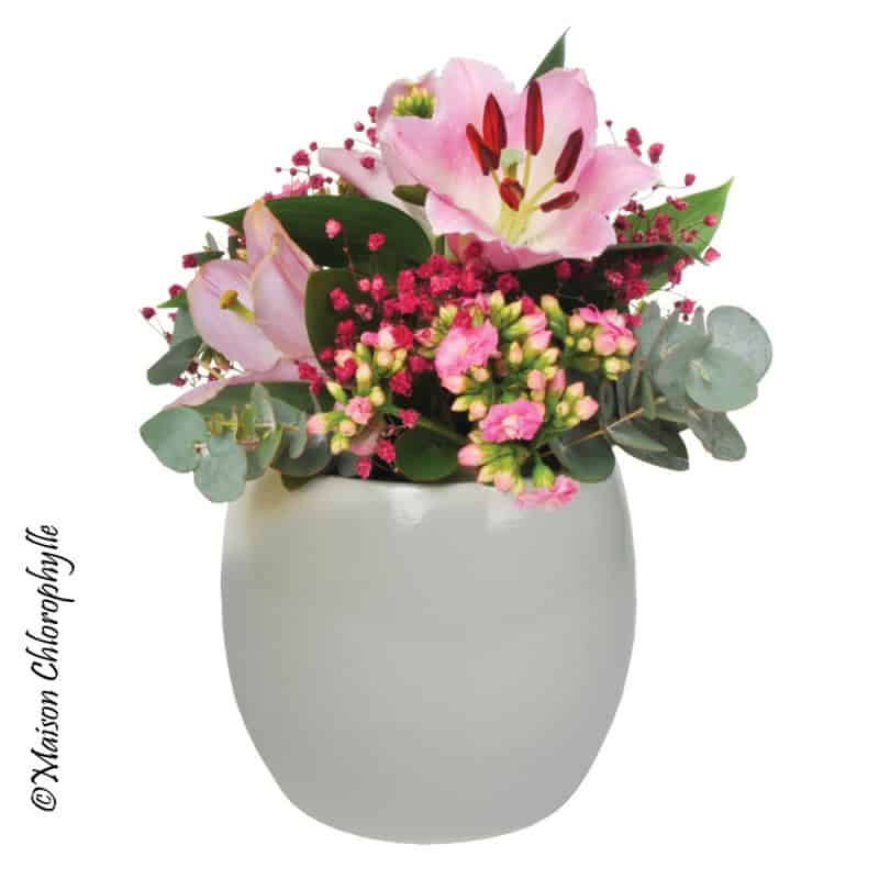 Pot rond Grège contenant poterie fleuriste