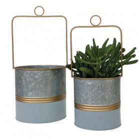 Set 2 pots zinc cylindre...