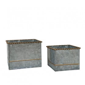 Pot carré en zinc détail or Renaud Distribution
