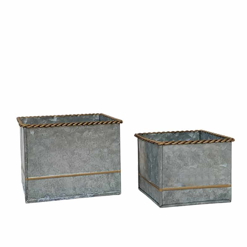 Pot carré en zinc détail or Renaud Distribution