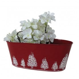 Coupe ovale zinc sapins Washe - 30.5X15.5XH.12 CM