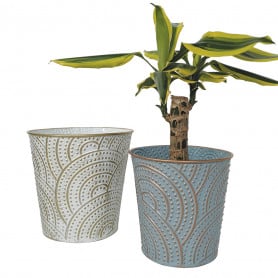 Assortiment pots zinc motifs contenant fleuriste