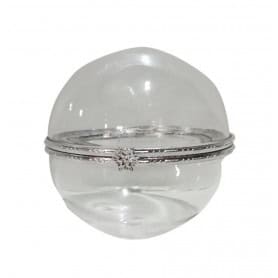 Boite en verre fermoir en argent contenant décoration