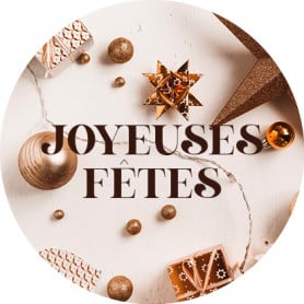 Etiquettes rondes message "joyeuses fêtes" noël fleuriste