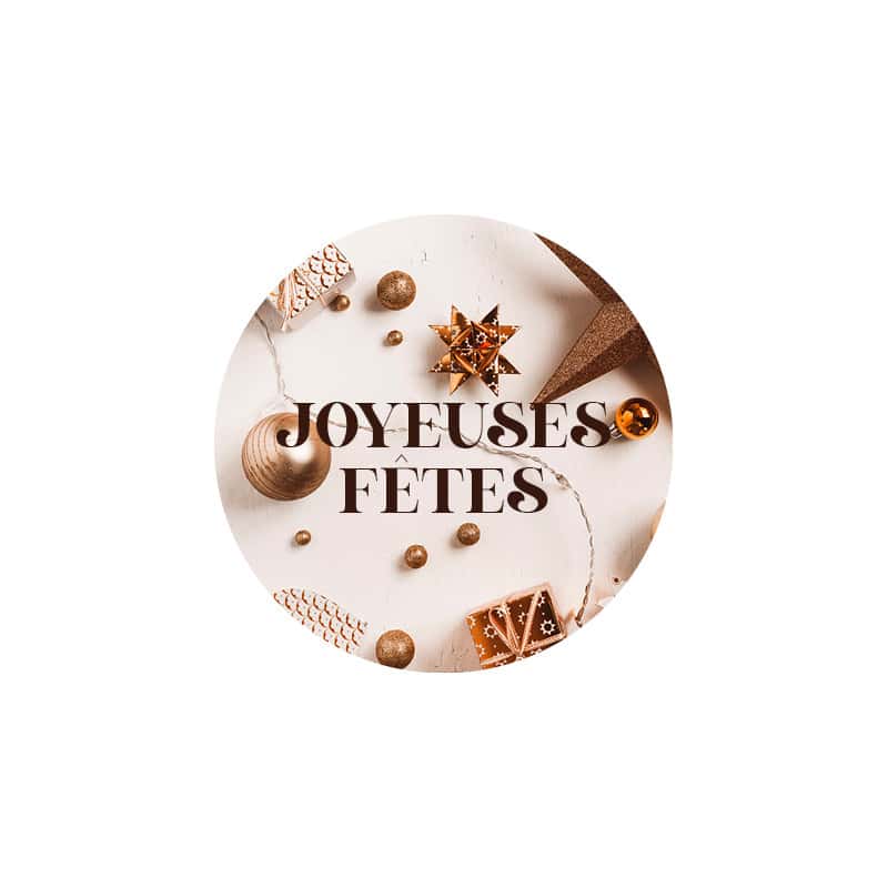Etiquettes rondes message "joyeuses fêtes" noël fleuriste