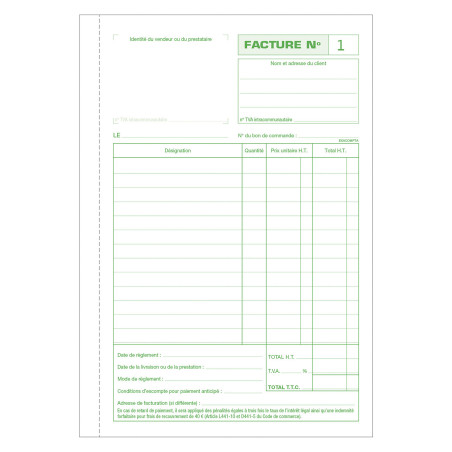 carnet factures A5 fournitures grossîtes professionnels