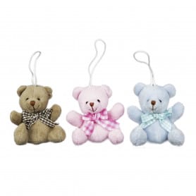 Assortiment 3 ours avec nœud à suspendre peluche décoration