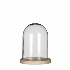 Cloche en verre sur son socle en bois Dôminae - materiel fleuriste