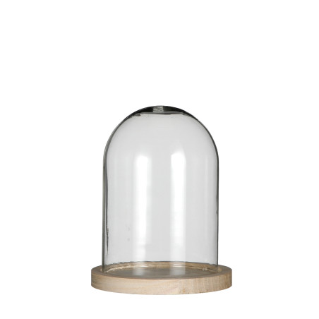 Cloche en verre sur son socle en bois Dôminae - materiel fleuriste
