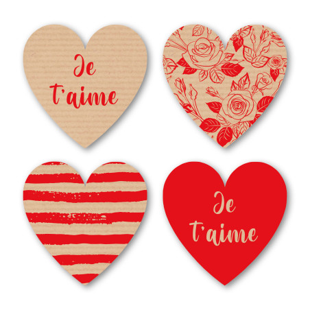 Etiquettes cœurs je t'aime emballage grossiste fleuriste