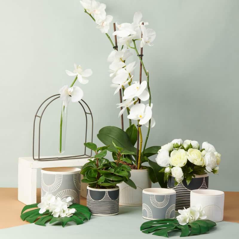Cache-pot rond à motif en céramique - Grossiste fleuriste décoration