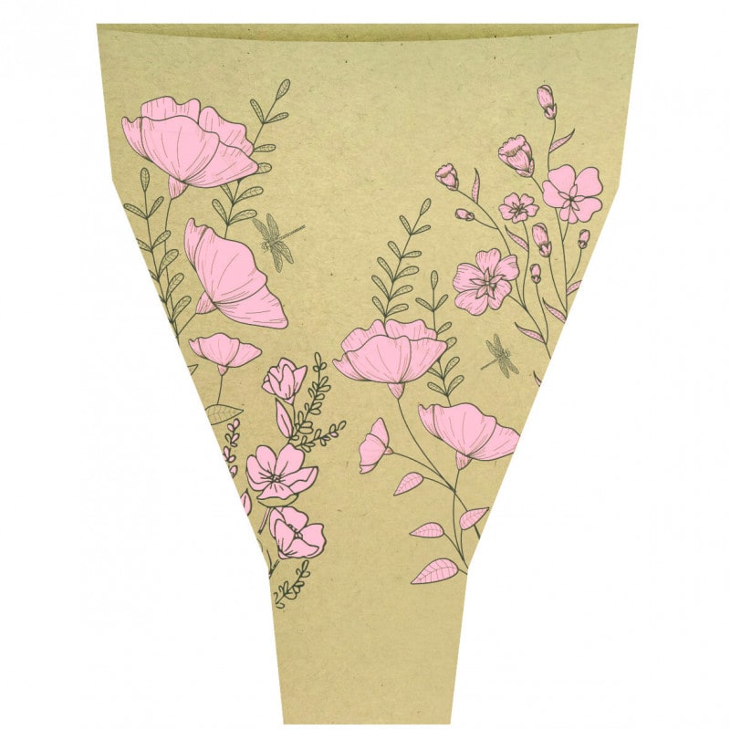Cône kraft motifs fleurs étuis emballage grossiste fleuriste