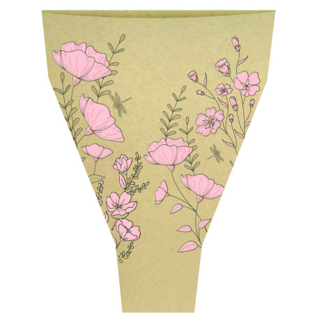Cône kraft motifs fleurs étuis emballage grossiste fleuriste