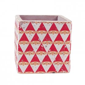 Pot carré avec des triangles Père Noël - Grossiste fleuriste contenant