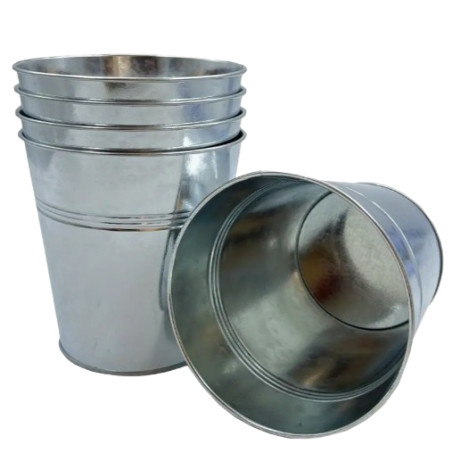 Pot rond zinc naturel - Grossiste zinc fleuriste matériel