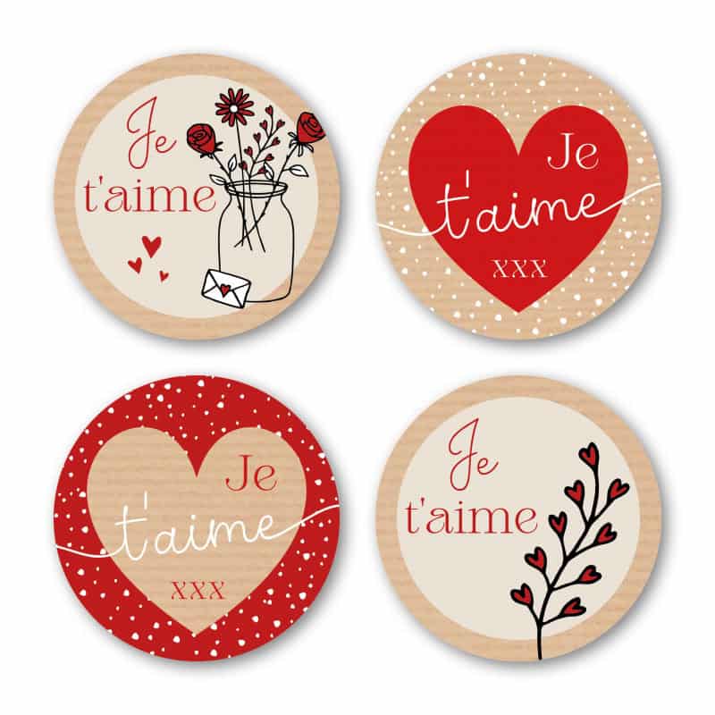 Etiquettes adhésives rondes saint valentin emballage grossiste Etiquettes adhésives rondes saint valentin emballage grossiste