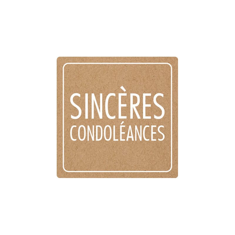 Etiquettes carrées sincères condoléances deuil emballage grossiste